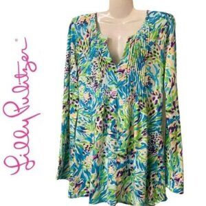 Lilly Pulitzer Cotton Split-Neck Long-Sleeved Top